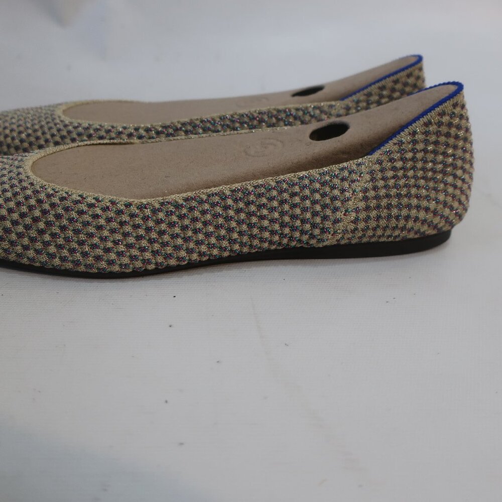 Like New Womens Rothy's Multi Gold Metallic Textile Ballet The Flat Shoes 7.5 CO - Picture 5 of 12
